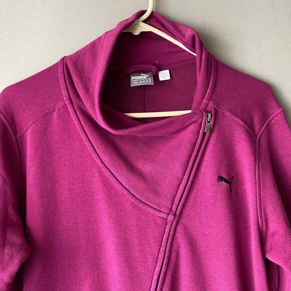 Puma sz L‎ fuchsia pink diagonal zip sweat coat - Picture 2 of 9